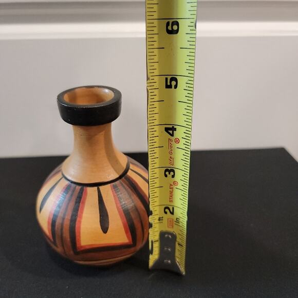 Miniature Terracotta Pottery Bud Vase Colorful Sculpture Earthy Home Decor - Picture 6 of 7